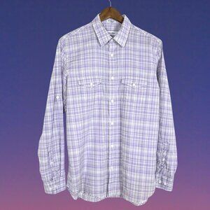 Calvin Klein Oxford Style Checked Woman's Cotton Button Down Shirt Size Medium
